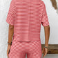 Striped Round Neck Short Sleeve Top and Shorts Set - Enfance-Heureuse