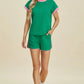 Double Take Full Size Texture Contrast T-Shirt and Shorts Set - Enfance-Heureuse