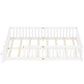 Queen Size Bed Floor Bed With Safety Guardrails And Door For Kids, White - Enfance-Heureuse