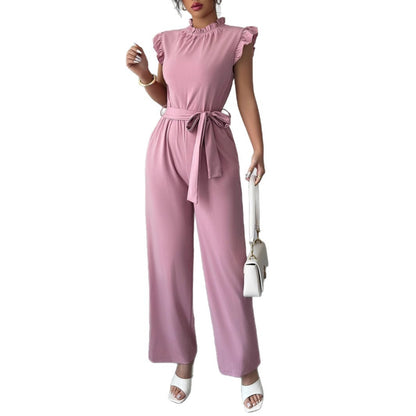 Simple Fashion Ruffled Short Sleeves Corset Jumpsuit For Women - Enfance-Heureuse
