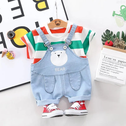 Summer Striped Short-sleeved Casual T-shirt Kids Cover - Enfance-Heureuse