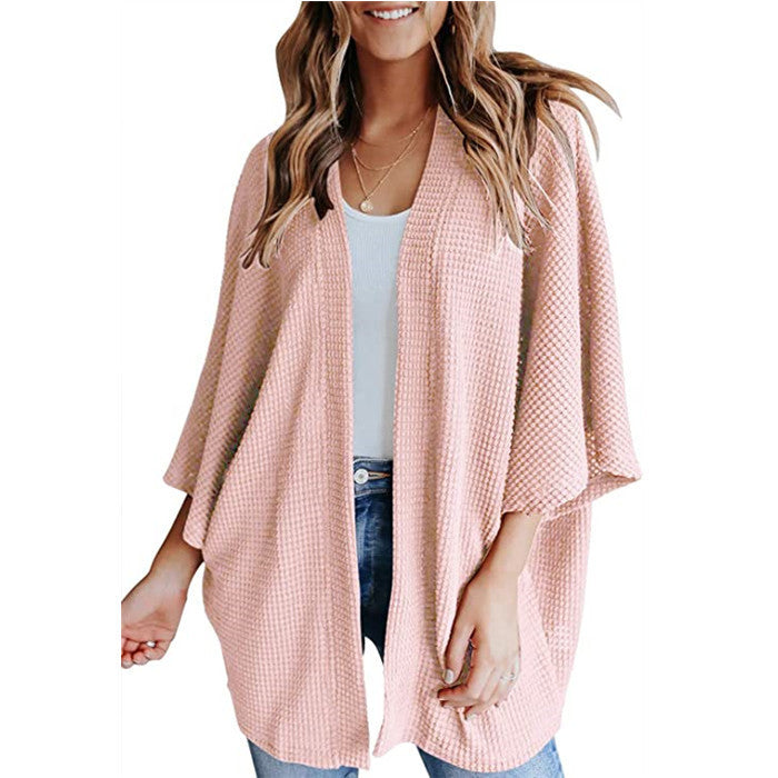 Bat Sleeve Waffle Gerson Women's Cardigan - Enfance-Heureuse