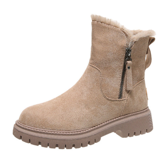 Warm Mid Tube Plus Velvet Padded Cotton Shoes - Enfance-Heureuse