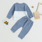 Color Matching Pocket Waffle Sweater Lace-up Sweatpants 2-Piece Children's Fashion Casual Wear Baby Suit - Enfance-Heureuse