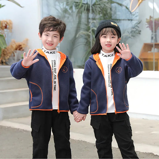 Enfants de Vêtements Ensemble Polaire Cardigan Chandail À Capuchon