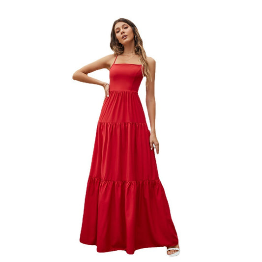 Swing Waist-tight Party Backless Strap Temperament Dress - Enfance-Heureuse