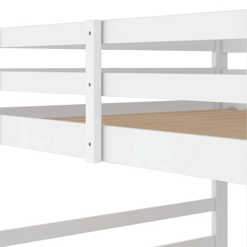 Full Over Full Bunk Bed With Ladder, White