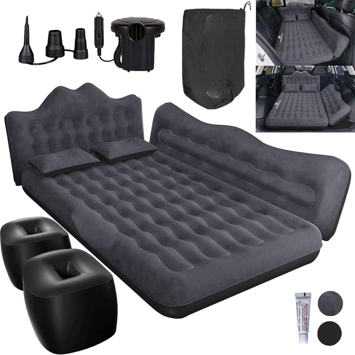 Car Air Mattress, Inflatable SUV Truck Air Mattress Back Seat Camping Bed Thickened Car Sleeping Pad For Travel, Car Bed SUV Mattress With 2 Pillows