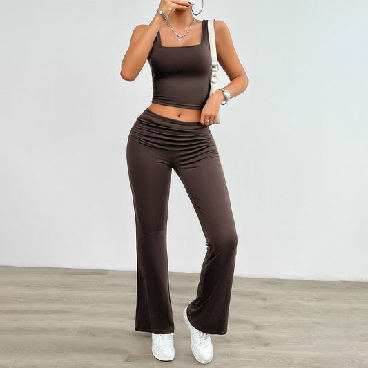 Women's Fashion Casual Solid Color Vest Body-hugging Suit - Enfance-Heureuse