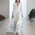 Women's Deep V-Neck Floral Print Boho Maxi Dress With Long Sleeves - A-Line Waist Ruffle Hem Dress For Spring&Summer Vacation - Enfance-Heureuse