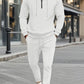 Men's Full Size Waffle-Knit Half Zipper Hoodie and Pants Set Plus Size - Enfance-Heureuse