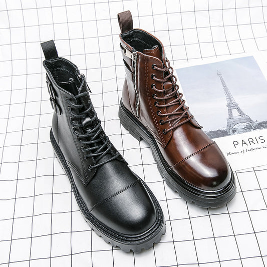 New Mid-top Round Head Chelsea Men's Boots - Enfance-Heureuse