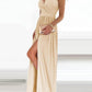 Women's One Shoulder High Split Cutout Sleeveless Elegant Sexy Cocktail Maxi Dress - Enfance-Heureuse