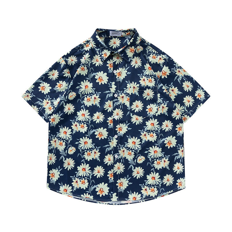 Retro Printed Shirt Short Sleeve Loose Design - Enfance-Heureuse