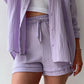 Texture Button Up Shirt and Drawstring Shorts Set - Enfance-Heureuse