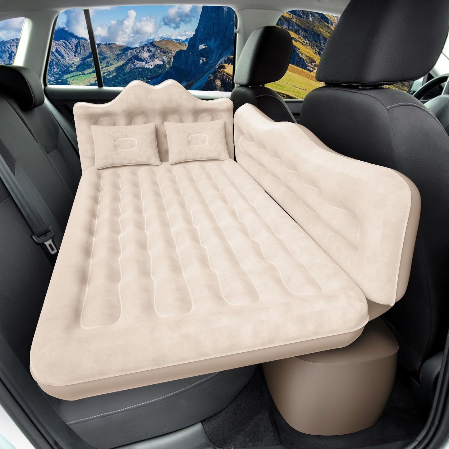 Car Air Mattress, Inflatable SUV Truck Air Mattress Back Seat Camping Bed Thickened Car Sleeping Pad For Travel, Car Bed SUV Mattress With 2 Pillows