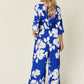 Double Take Full Size Printed Tie Back Wide Leg Jumpsuit - Enfance-Heureuse