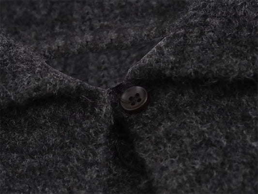 Simple Big Lapel Long Sleeve Pocket Pullover Sweater - Enfance-Heureuse