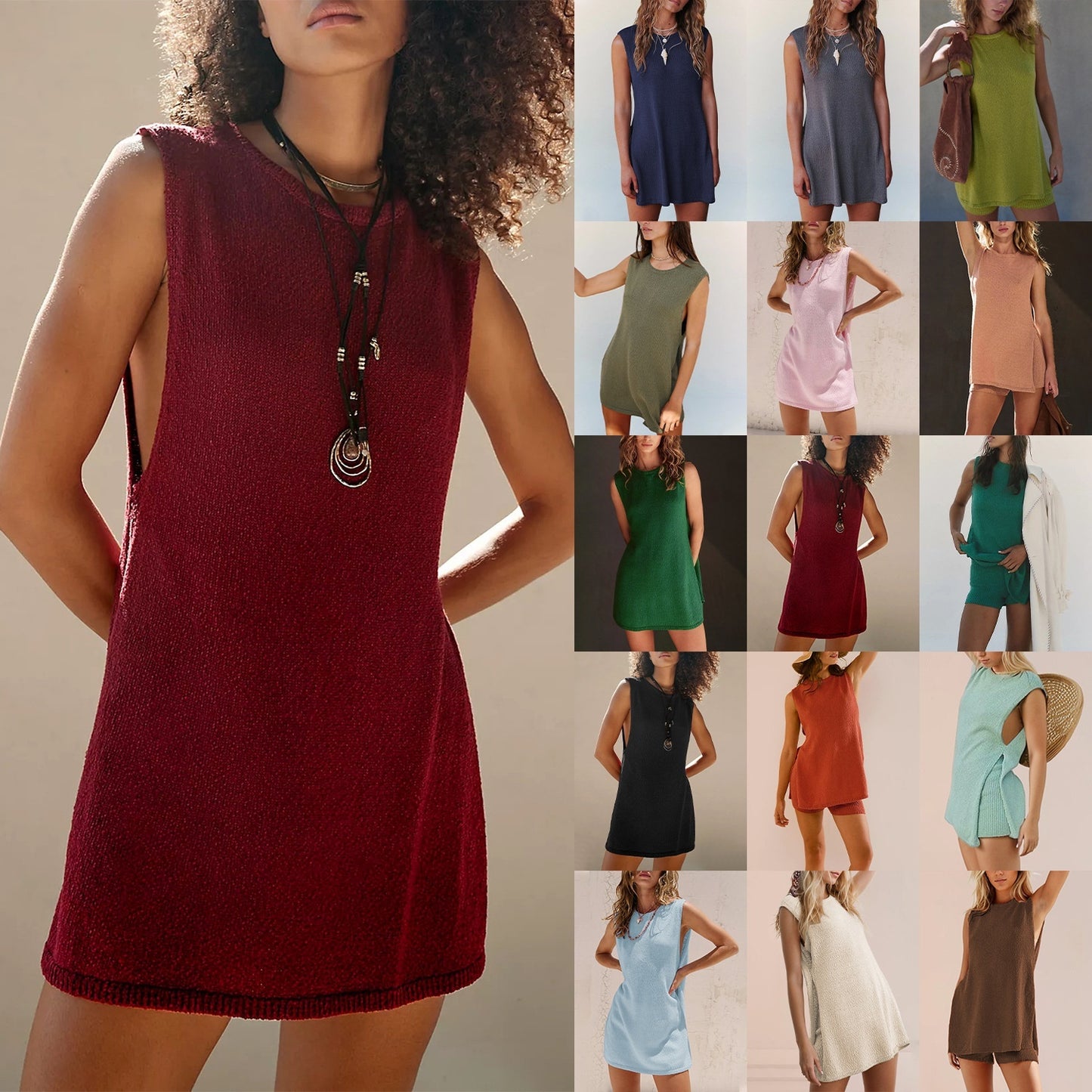 Knitwear Plus Size Slit Vest Suit Women