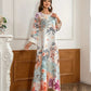 Elegant Floral Print Long Kaftan Dress - Enfance-Heureuse