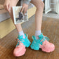 Women's Colorful Sequin Platform Shoes Lace-Up Sneakers - Enfance-Heureuse