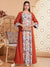 Elegant Floral Print Long Sleeved Abaya Robe Dress - Enfance-Heureuse