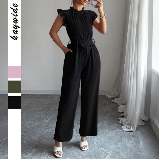 Simple Fashion Ruffled Short Sleeves Corset Jumpsuit For Women