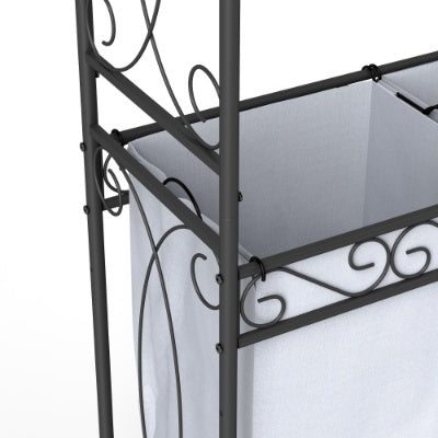 Panier à linge multifonction avec tringle de suspension et étagère de rangement. Chariot à linge roulant avec roulettes, cadre en métal robuste pour salle de bain, buanderie ou chambre.