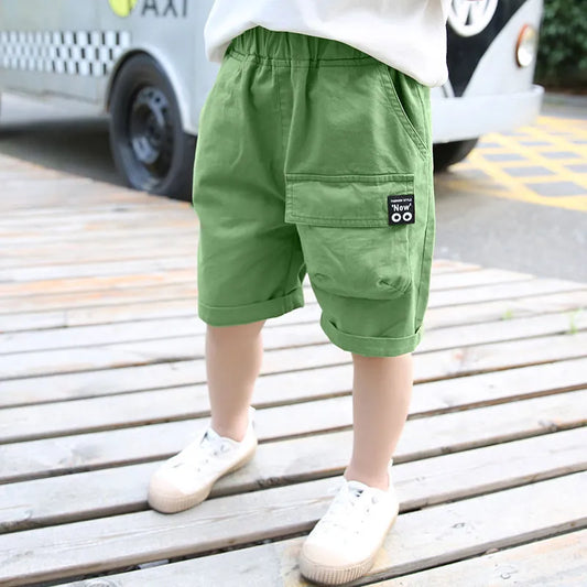 Solid Color Boy's Thin Loose Cropped Cargo Trousers - Enfance-Heureuse