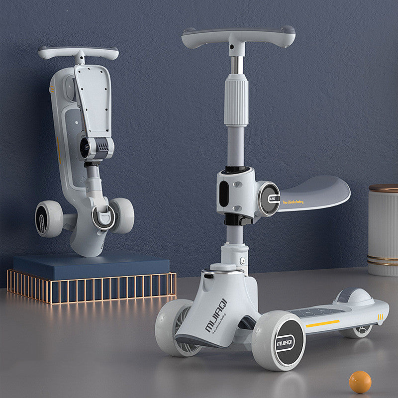 Children's Three-in-one Scooter Can Sit And Slide - Enfance-Heureuse