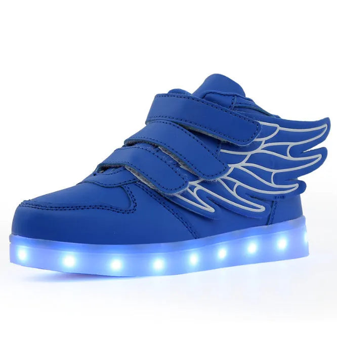 Children's shoes led light shoes children's wings light shoes usb charging colorful luminous shoes casual light shoes - Enfance-Heureuse