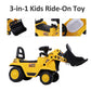 Kids Ride On Excavator Toy, Yellow Pull Cart Bulldozer With Bucket, Horn, Steering Wheel, For Toddler - Enfance-Heureuse