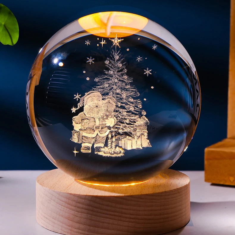 Luminous Starry Sky And Planets Moon Moon Crystal Ball Small Night Lamp Projection Ambience Light Creative Gift New Strange Gift - Enfance-Heureuse