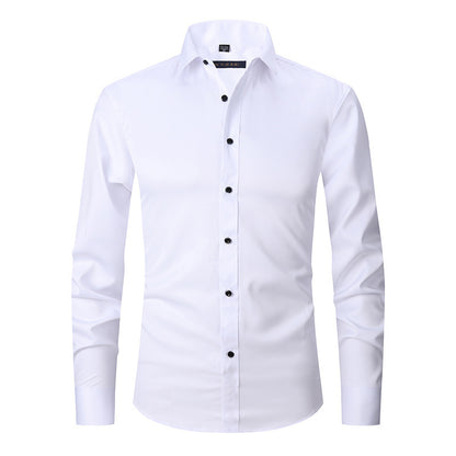 Men's Stretch Shirt Long Sleeve Non-ironing Slim Fit - Enfance-Heureuse