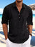 Men's Full Size Casual Linen Long Sleeve Polo Shirt Plus Size - Enfance-Heureuse
