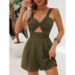 Women's Holiday Solid Color Hollow Twist Knot Jumpsuit - Enfance-Heureuse