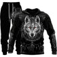 3D Wolf Print Tracksuit Men Sportswear Hooded Sweatsuit Two Piece Outdoors Running Fitness Mens Clothing Jogging Set - Enfance-Heureuse